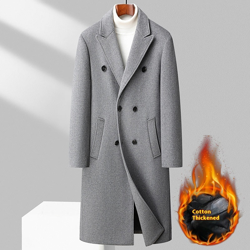 Double Breasted Long Woolen Coat