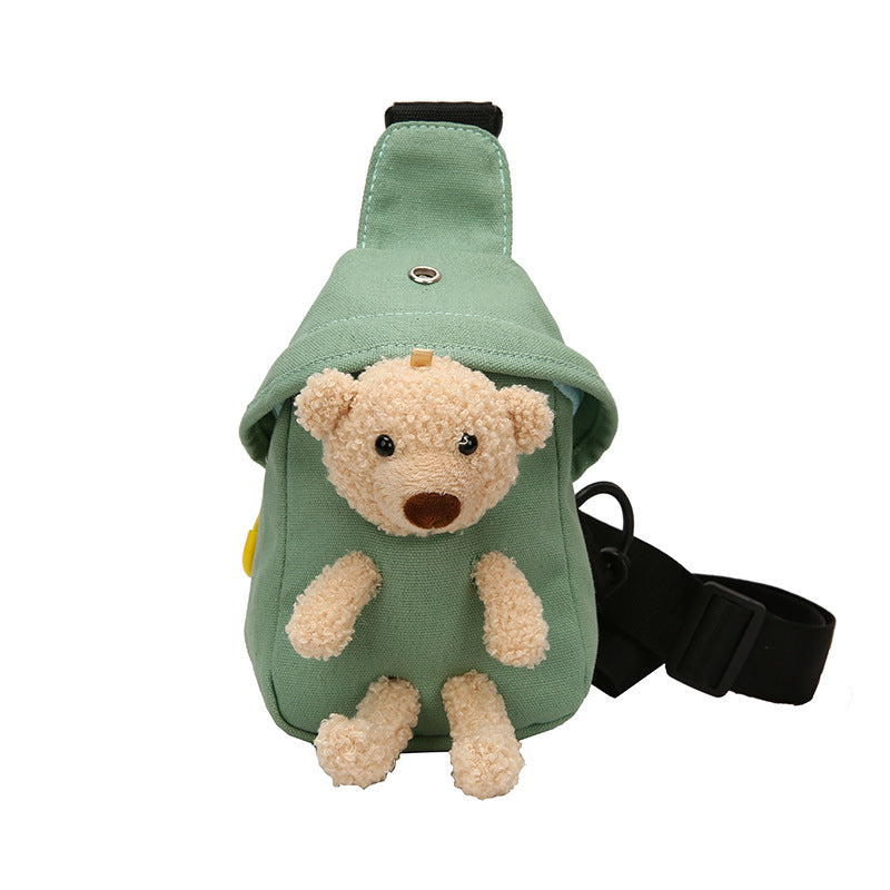 Fashion Canvas Bear Chest Bag Shoulder Ladies Bag