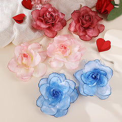 Gradient Stereo Net Yarn Flowers Female Earrings