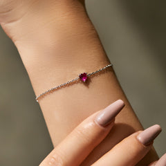 S925 Silver Love Red Diamond Bracelet Female