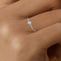 New Simple Single Diamond 18K Ring Female Fashion Ins Slim Chain