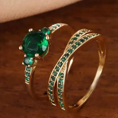 Emerald Zircon High-grade Retro Temperament Design Light Luxury Ring