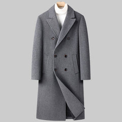 Double Breasted Long Woolen Coat