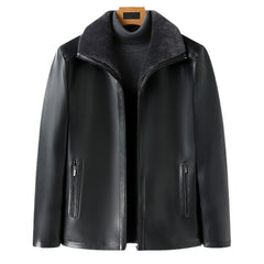 Jacket Business Warm Fur Lapel Fur Integrated Fleece-lined Thickened Leather Coat